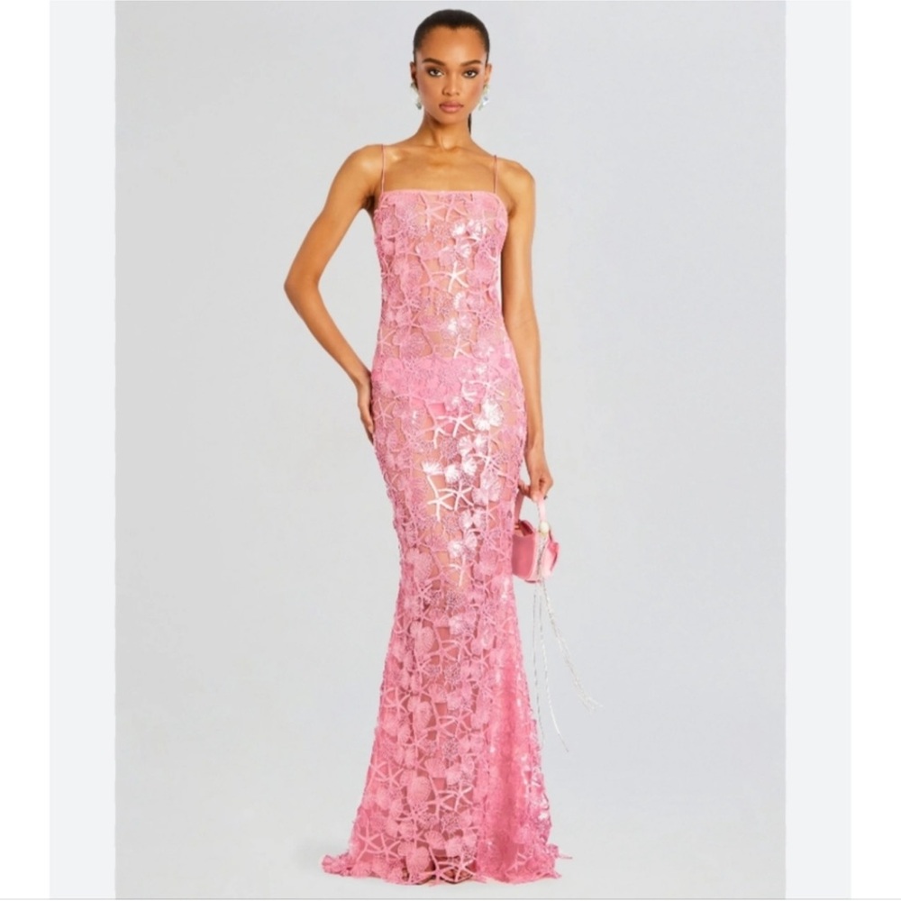 Retrofete Strapless Pink Lace Dress Delaina